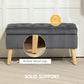 Storage Ottoman with Lid, Velvet Upholstered Storage Bench with Wood Legs for Living Room, Charcoal Grey