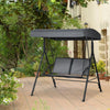 2-Seat Patio Swing Chair, Outdoor Porch Swing Glider w/ Tilting Canopy and Weather Resistant Steel Frame, Dark Grey