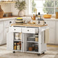 Rolling Kitchen Island Cart with Spice Rack - Grey