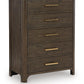 Radkin - Five Drawer Chest - Burnished Brown