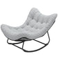 Oversized Rattan Patio Egg Chair, Outdoor Rocking Chair with Padded Cushion for Indoor, Porch, Grey
