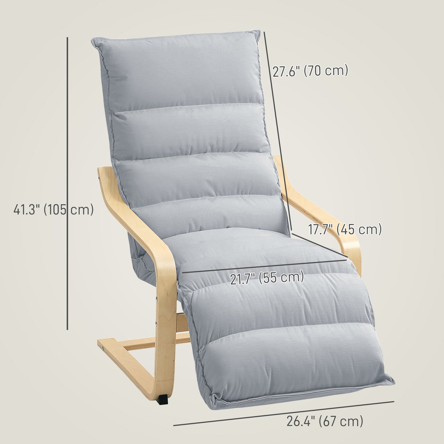 Velvet Accent Chair with Footrest - Light Grey