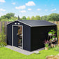 11' x 9' Metal Storage Shed Garden Tool House with Double Sliding Doors, 4 Air Vents for Backyard, Patio, Lawn Dark Grey