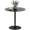 Round Dining Table for 2 with Steel Base - Black