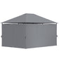 13'x 10' Soft-top Steel Patio Gazebo Canopy Party Tent with 6 Removable Curtains and Drainage Holes, Grey