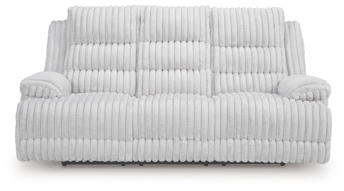 Rhines Falls - Alloy - Reclining Power Sofa With Drop Down Table - Forward Furniture