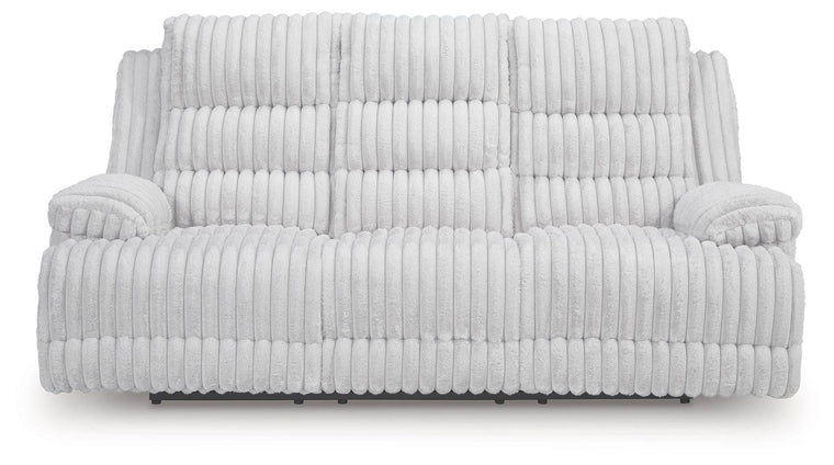 Rhines Falls - Alloy - Reclining Power Sofa With Drop Down Table - Forward Furniture