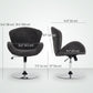 Velvet Swivel Office Chair with Bucket Seat - Dark Grey
