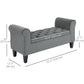 Button-Tufted Storage Bench with Rolled Arms - Grey