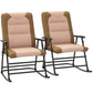 Folding Rocking Chair Set of 2 Padded Rockers with Armrest, Light Brown
