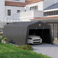 Portable Garage, Heavy Duty Carport Canopy with Ventilation Windows and Large Roll-up Door, Dark Grey