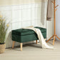 Storage Ottoman with Lid, Velvet Upholstered Storage Bench with Wood Legs for Living Room, Dark Green