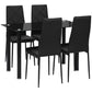 Dining Table and Chairs Set for 4, Modern 5 Pieces Kitchen Table Set with Glass Table, Padded Seat and Steel Frame
