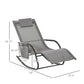 Patio Rocking Chair with Mesh Fabric, Outdoor Rocking Sling Sun Lounger with Removable Headrest and Side Pocket for Garden, Deck, Lawn, Grey