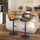 Bar Stools Set of 2, Modern PU Leather Adjustable Swivel Barstools with Curved Back, Footrest and Steel Base, Black