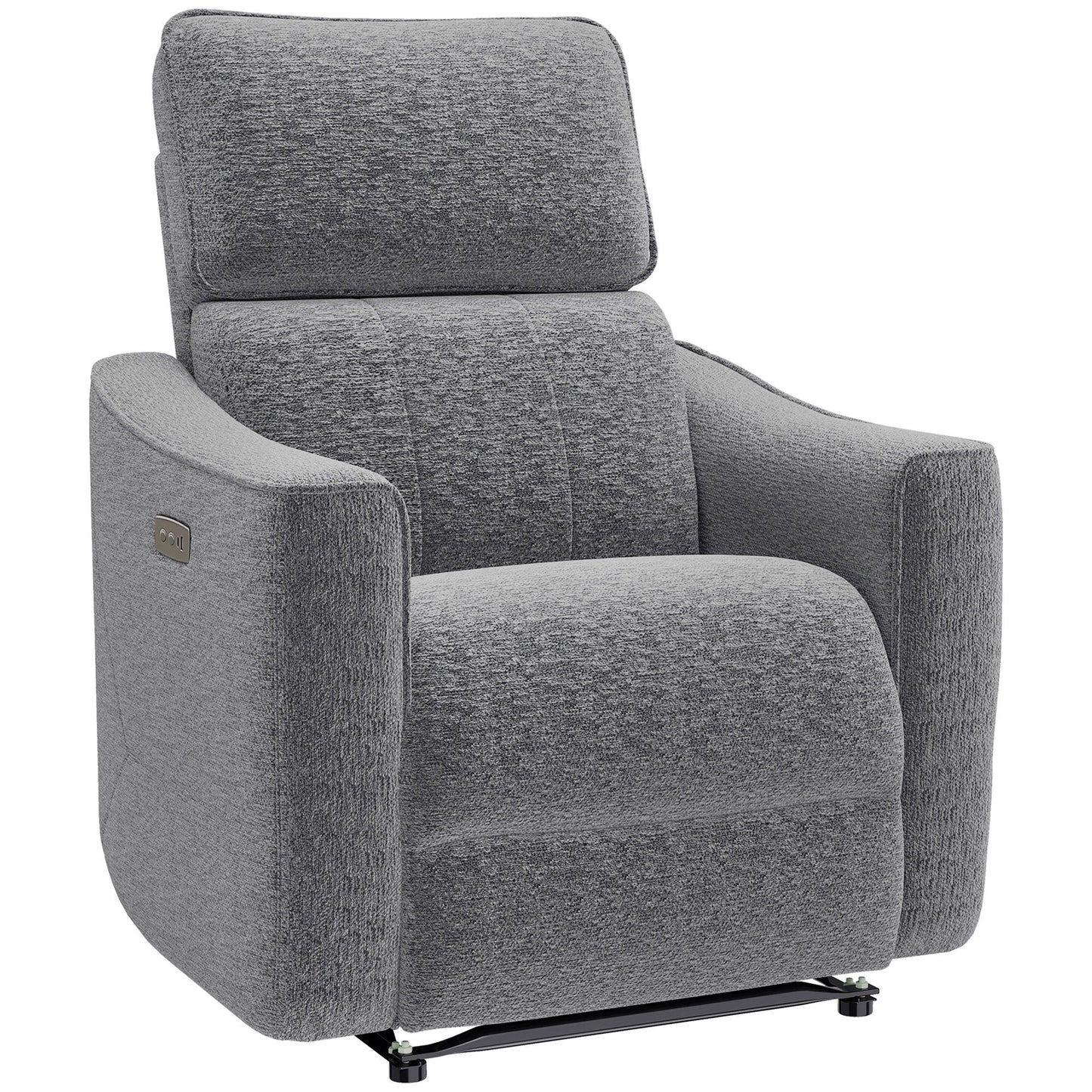 Chenille Power Recliner Chair with USB Ports - Dark Grey