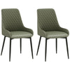 Tufted Dining Chairs Set of 2 with Steel Legs - Green