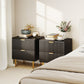 Nightstand Set of 2 with 2 Drawers and Metal Legs - Black