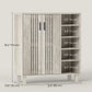 Shoe Storage with Double Doors and Open Shelves 17 Pair Shoe Storage Organizer for Entryway Hallway Light Grey