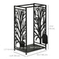 18.1" x 11.8" x 27.6" Firewood Rack with 4 Tools, Log Holder for Fireplace, Outdoor Indoor Wood Storage Stacker, Black