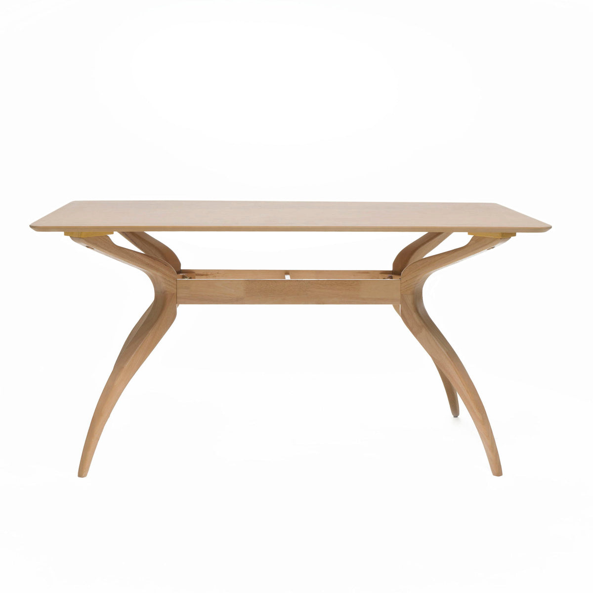 Mid‑Century Modern Rubberwood Dining Table with Spider‑Leg Frame