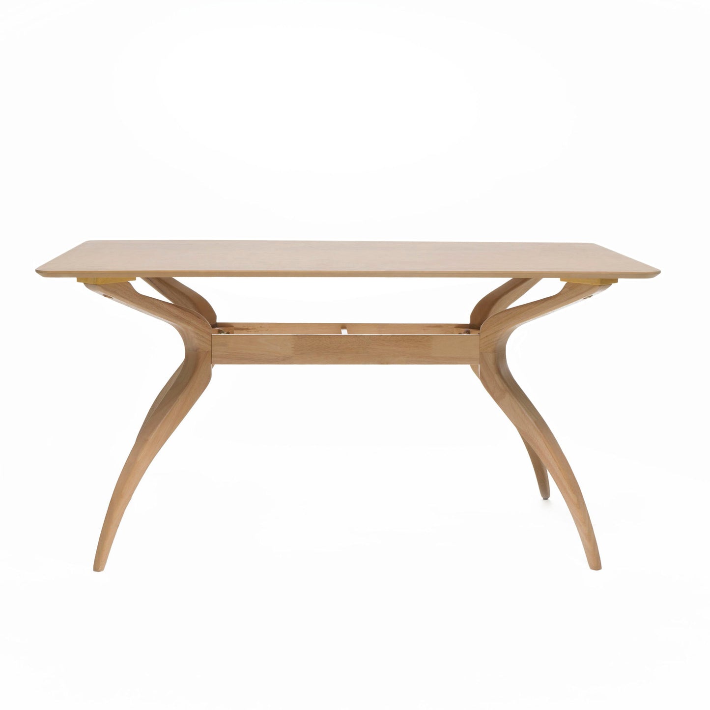 Mid‑Century Modern Rubberwood Dining Table with Spider‑Leg Frame