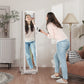 360° Swivel Jewelry Armoire, Lockable Mirror Jewelry Cabinet with Built-In Small Mirror, White