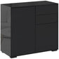 High Gloss Buffet Sideboard with 2 Drawers, 2 Doors and Adjustable Shelf, Kitchen Storage Cabinet with Push Open Design, Black