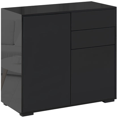 High Gloss Buffet Sideboard with Drawers - Black