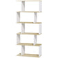 5-Tier S-Shaped Geometric Bookcase - White