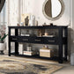 Large Entryway Console with 4 Drawers and 3-Tier Shelves, Sturdy Table with Metal Handlesand Adjustable Feet, 62'' L x 14'' W x 32'' H, Black