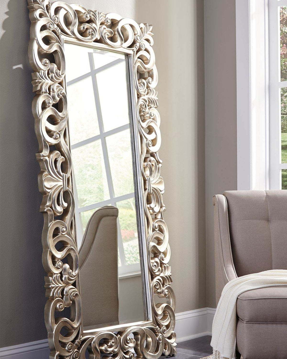 Lucia - Antique Silver Finish - Floor Mirror - Forward Furniture