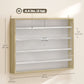 5-Tier Display Cabinet, Shot Glass Display Case, Glass Curio Cabinet with 2 Glass Doors and 4 Adjustable Shelves, Oak