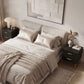 Nightstand Set of 2 with Fluted Drawers and Gold Legs - Black