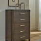 Radkin - Five Drawer Chest - Burnished Brown