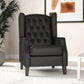 Faux Leather Armchair, Modern Accent Chair with Thick Padding for Living Room, Bedroom, Home Office, Black