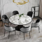 Set of 6 Modern Dining Chairs with Adjustable Anti‑Slip Feet, Upholstered Chairs for Living Areas, 21.5'' L x 21.5'' W x 33.5'' H, Black+Gray