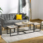 Nesting Coffee Table Set of 3, Modern End Tables with Black Metal Frame for Living Room Home Furniture, Natural