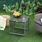 Rattan Coffee Table, Wicker Patio Side Table with Tempered Glass Top and Aluminum Frame for Outdoor, Garden, Gray