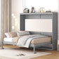 Queen Size Murphy Wall Bed with MDF & Plywood Construction, Fold-Away Cabinet Bed with Flexible Slat Support, 82'' L x 68'' W x 69'' H, Gray