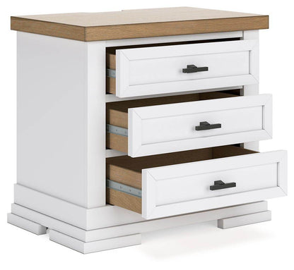 Ashbryn - White / Natural - Three Drawer Night Stand - Forward Furniture