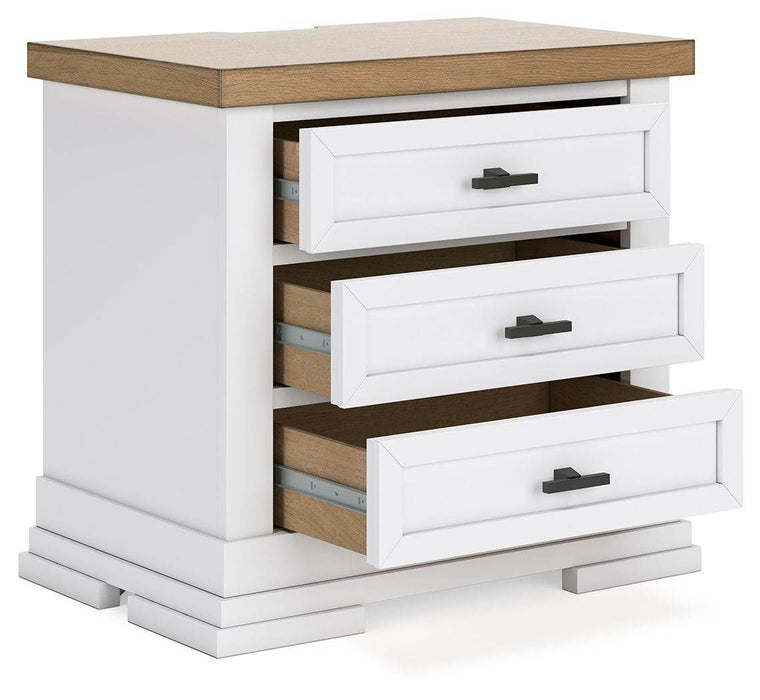 Ashbryn - White / Natural - Three Drawer Night Stand - Forward Furniture