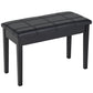 Classic Piano Bench Stool, PU Leather Padded Keyboard Seat with Rubber Wood Legs and Music Storage Compartment, Banded Seat, Black