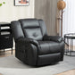 8-Point Vibration Massage Recliner Chair, PU Leather Manual Reclining Sofa, Swivel Nursery Rocking Chair with Remote Control, Side Pockets, for Living Room, Black