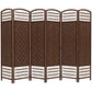 6 Panel Folding Room Divider, Portable Privacy Screen, Wave Fiber Room Partition for Home Office, Brown