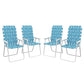 Set of 4 Folding Patio Chairs, Portable Chair Set with Armrests for Camping, Garden, Pool, Beach, Backyard, Blue