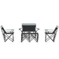 4 Piece Folding Camping Table and Chairs, Outdoor Lawn Chair Set w/ Table, Cup Holders for Hiking, Picnic, Grey