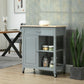 Rolling Kitchen Cart with Wood Top and Drawer - Grey