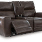 Crossplex - Power Reclining Loveseat / Console / Adjustable Headrest - Smoke