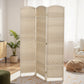 6 Ft Tall Folding Room Divider, 3 Panel Portable Privacy Screen, Hand-Woven Partition Wall Divider, Light Oak